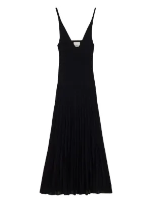 alc lana pleated maxi dress A.L.C. - Lana crepe and pleated chiffon maxi dress