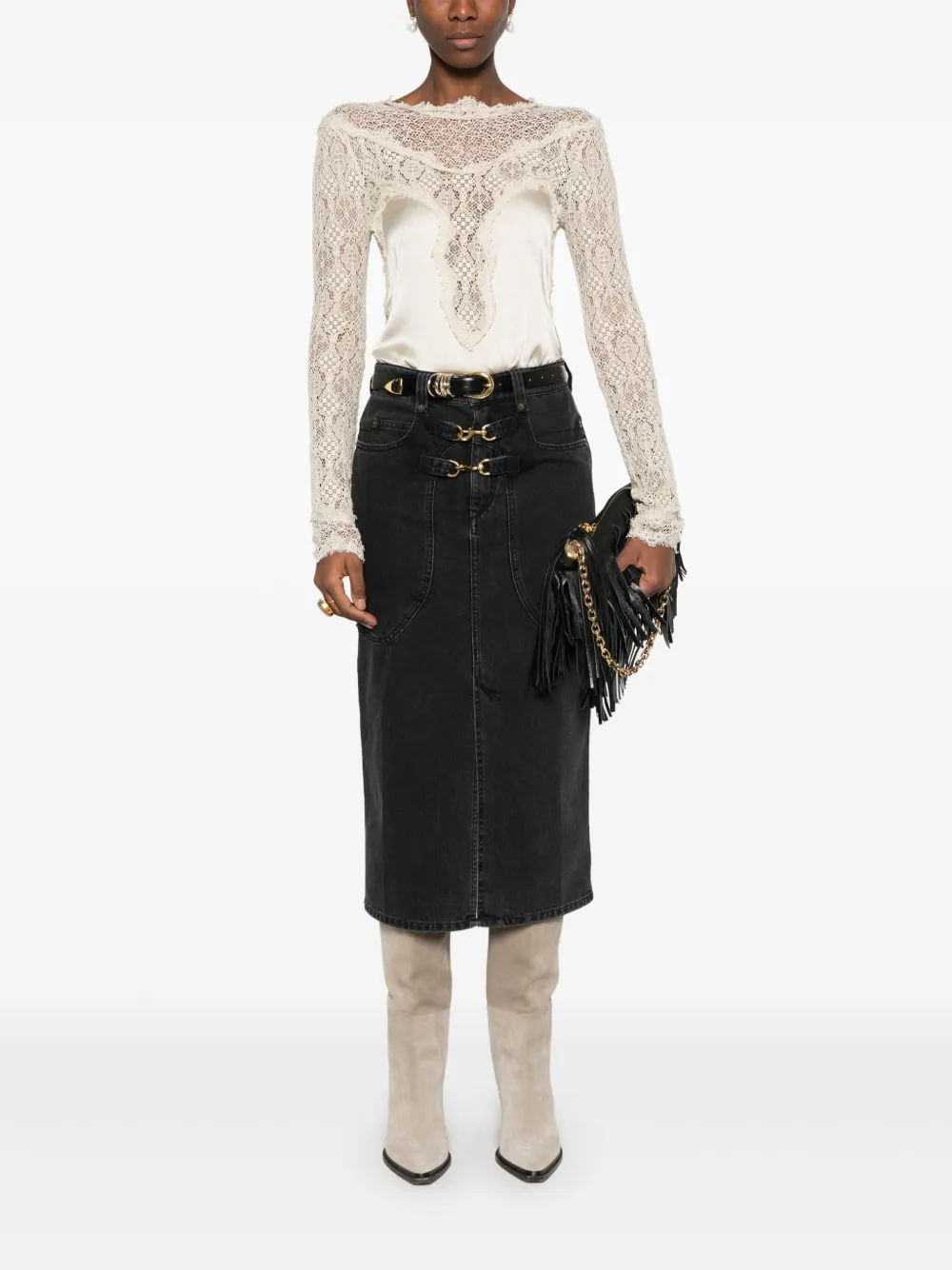 ISABEL MARANT Pavina denim rok Zwart