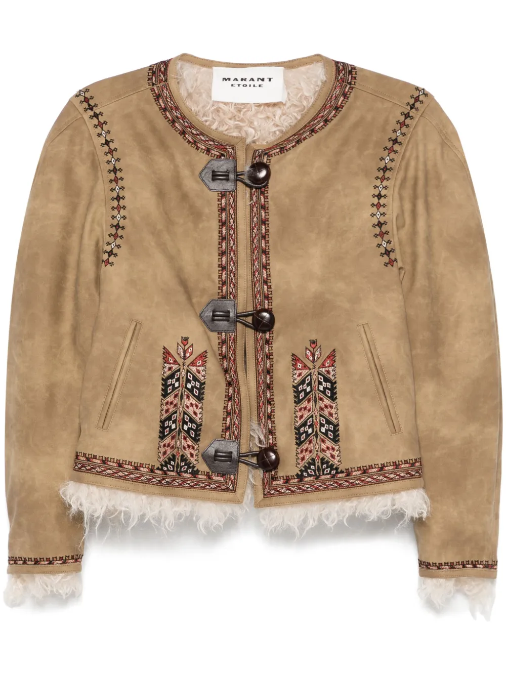 Isabel Marant Étoile Cely Embroidered Fleece Jacket In Brown