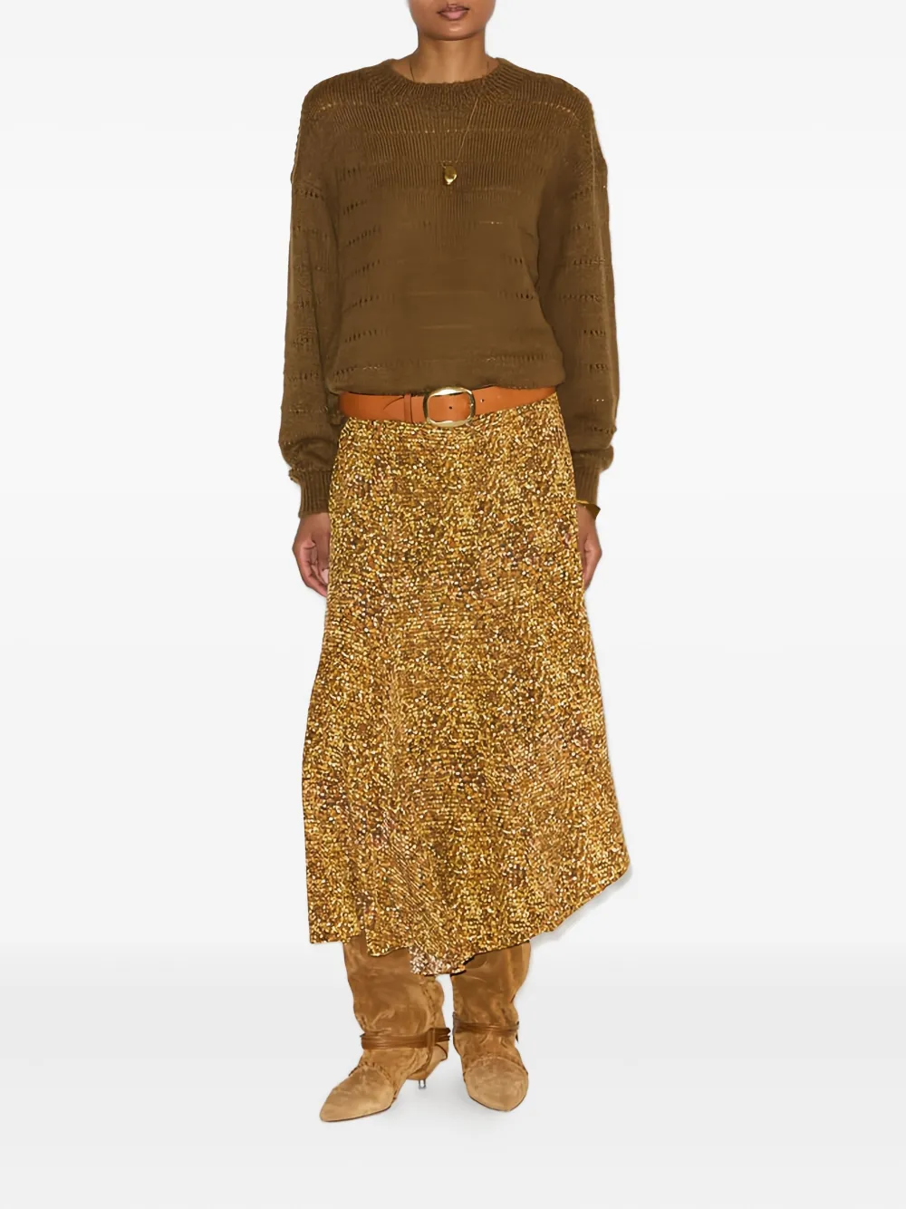 Isabel Marant Sequin-pattern Midi Skirt In Yellow