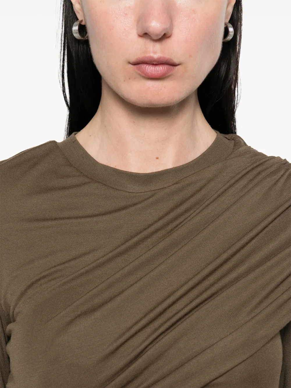 Isabel Marant Étoile Draped Long Sleeve Dress With Asymmetric Neckline In Brown