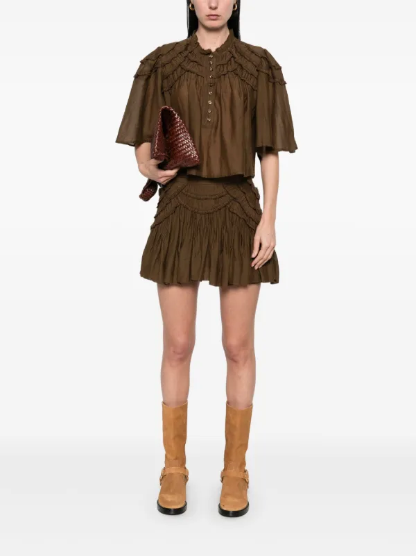 【関税&送料込】Marant Etoile Ceola Cotton Blend Miniskirt MARANT ÉTOILE Ceola Mini Skirt | Brown | FARFETCH