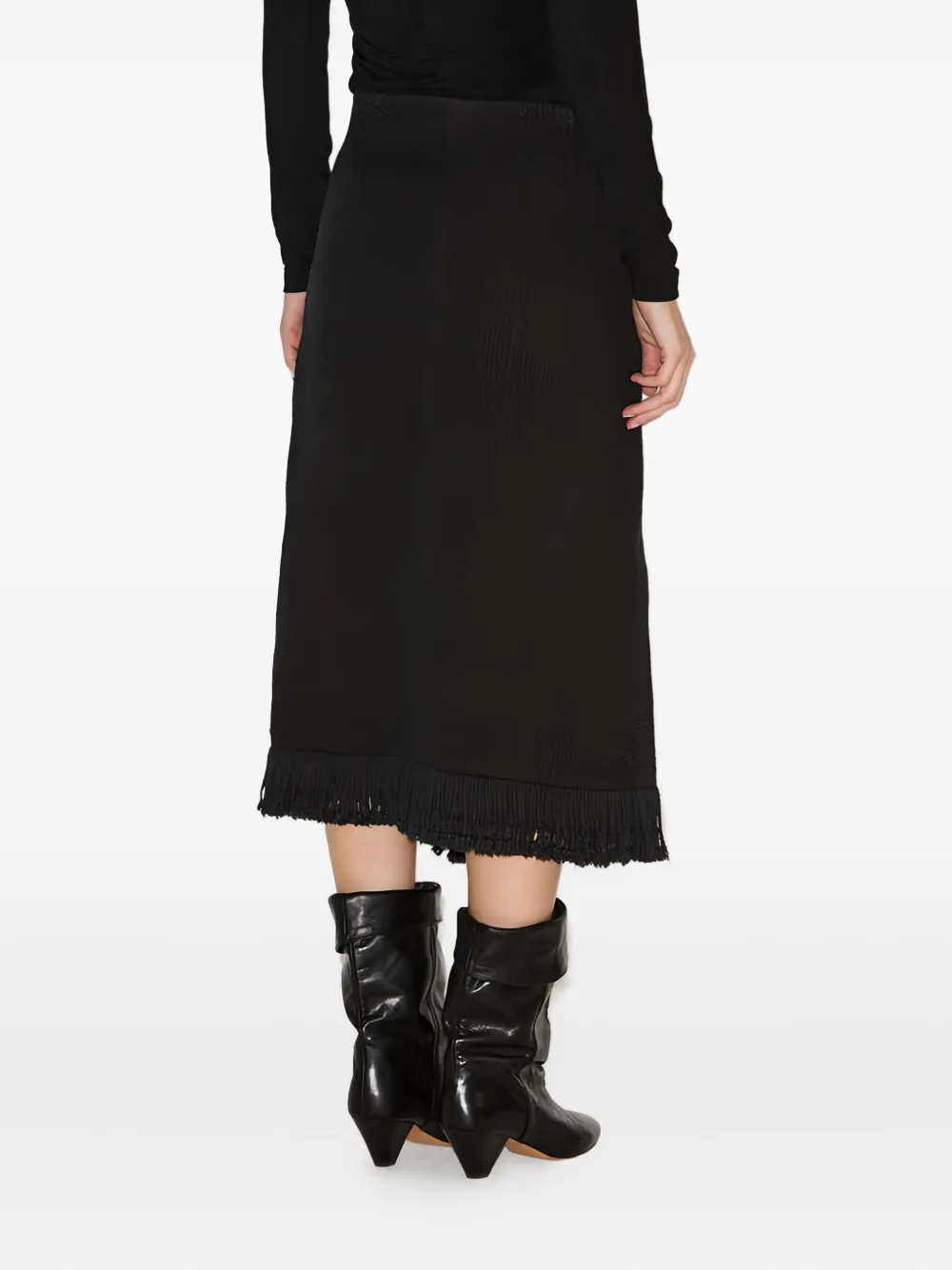 Isabel Marant Tassel-hem Midi Skirt In Black