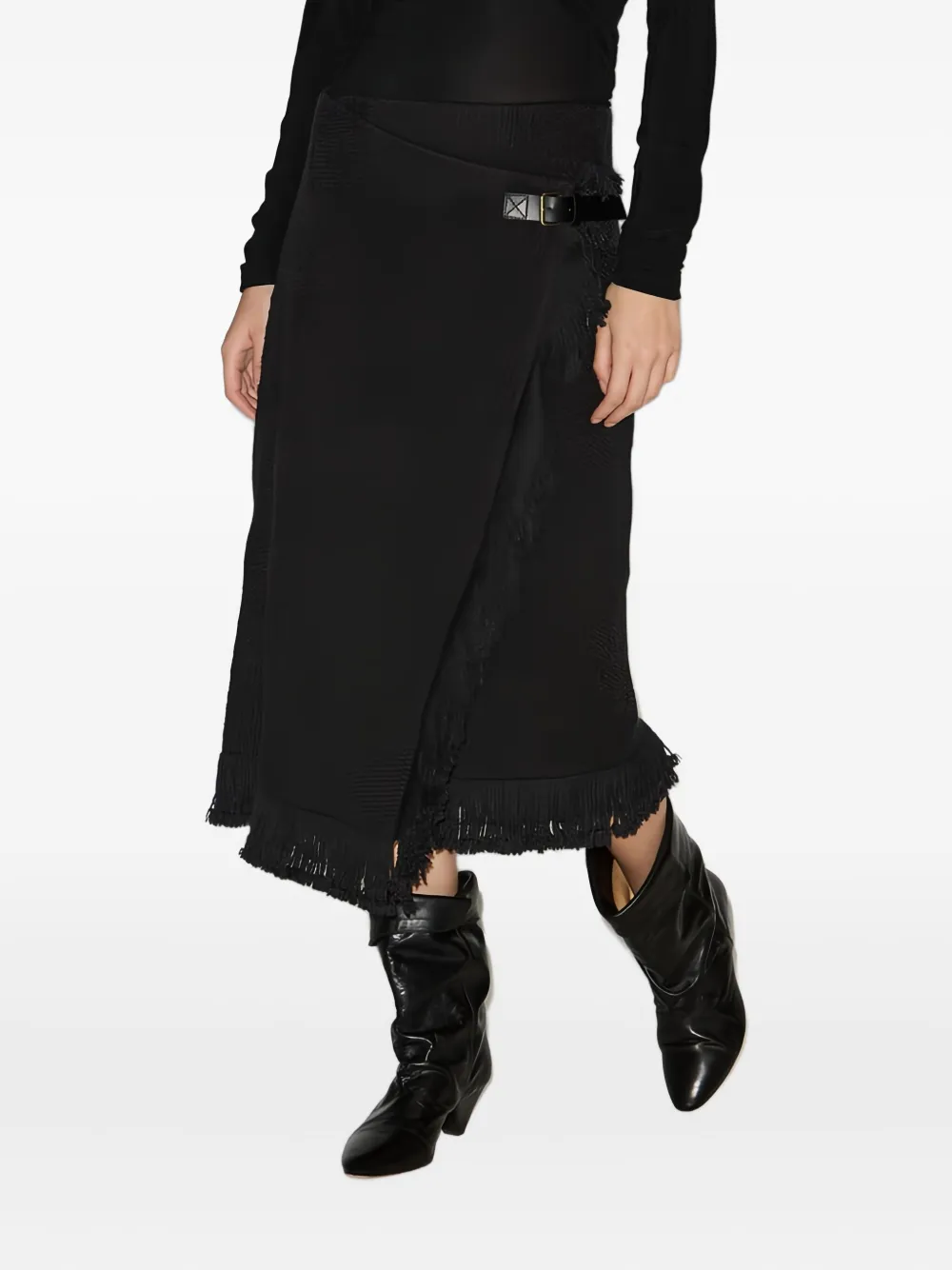 Isabel Marant Tassel-hem Midi Skirt In Black