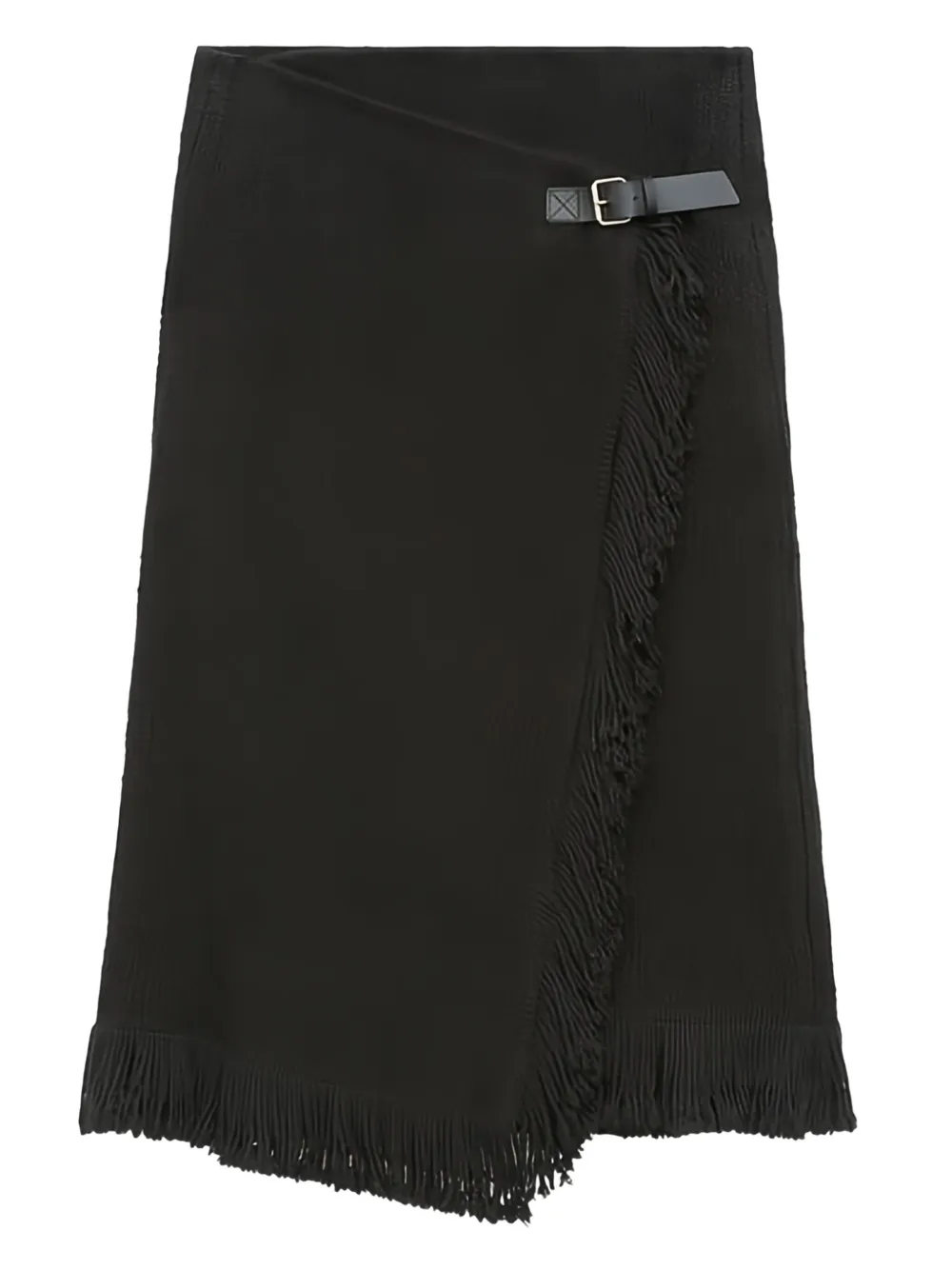 ISABEL MARANT تنورة ميدي بأطراف شرابة | أسود | Image 1
