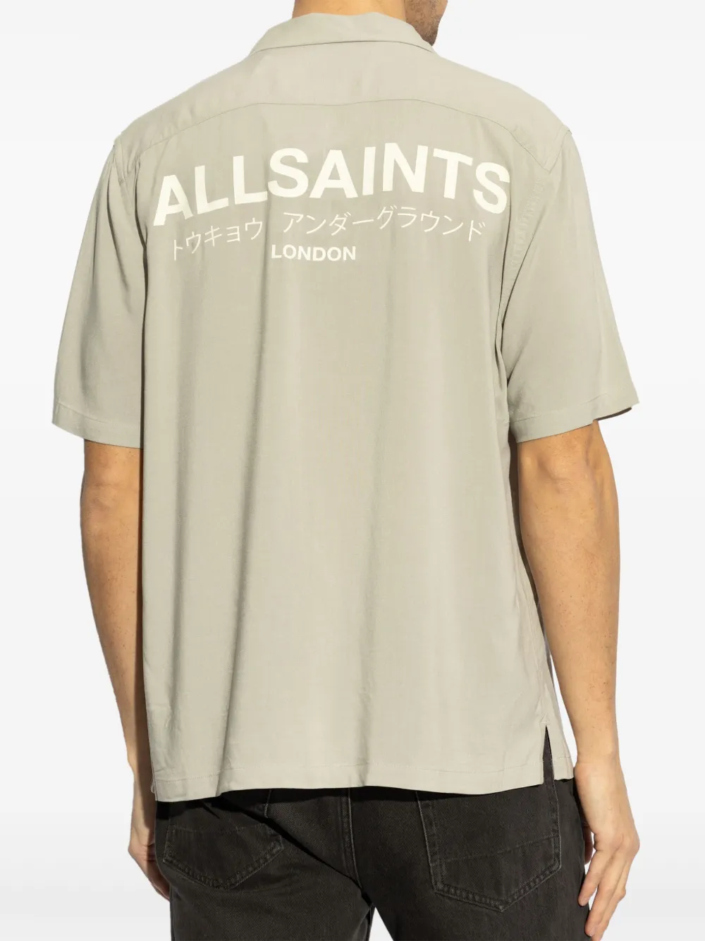 AllSaints Overhemd met logoprint Grijs