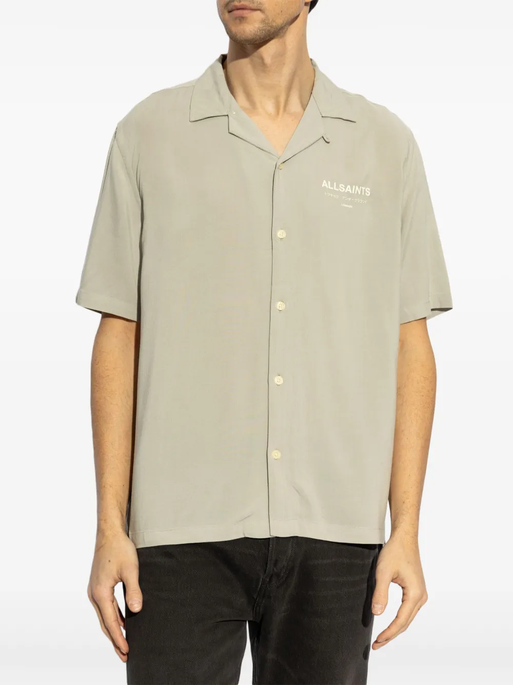 AllSaints Overhemd met logoprint Grijs