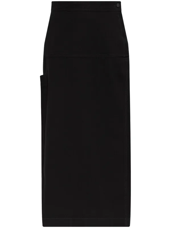 ワンピース LEMAIRE Women Mid Skirts DR1106LJ1034 BK999 BLACK Black Black Skirt With Slit | LEMAIRE