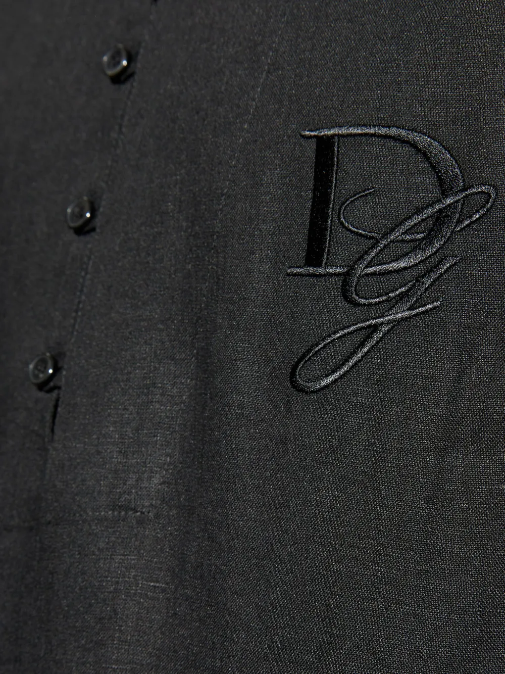 Dolce & Gabbana Linnen overhemd met geborduurd logo Zwart