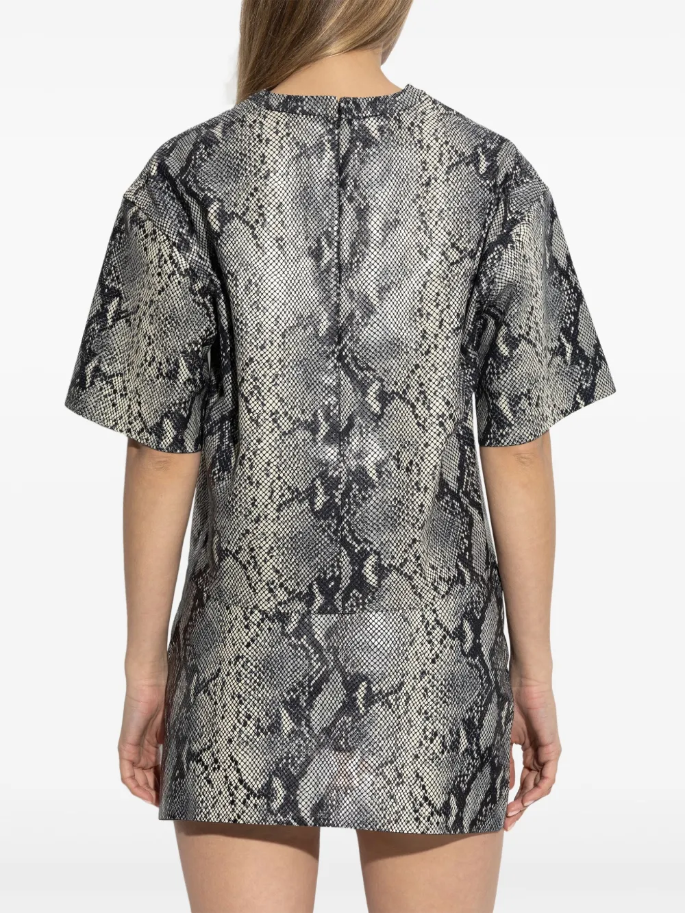 Allsaints Renai Foil Snake Print Suede T-shirt In Grey