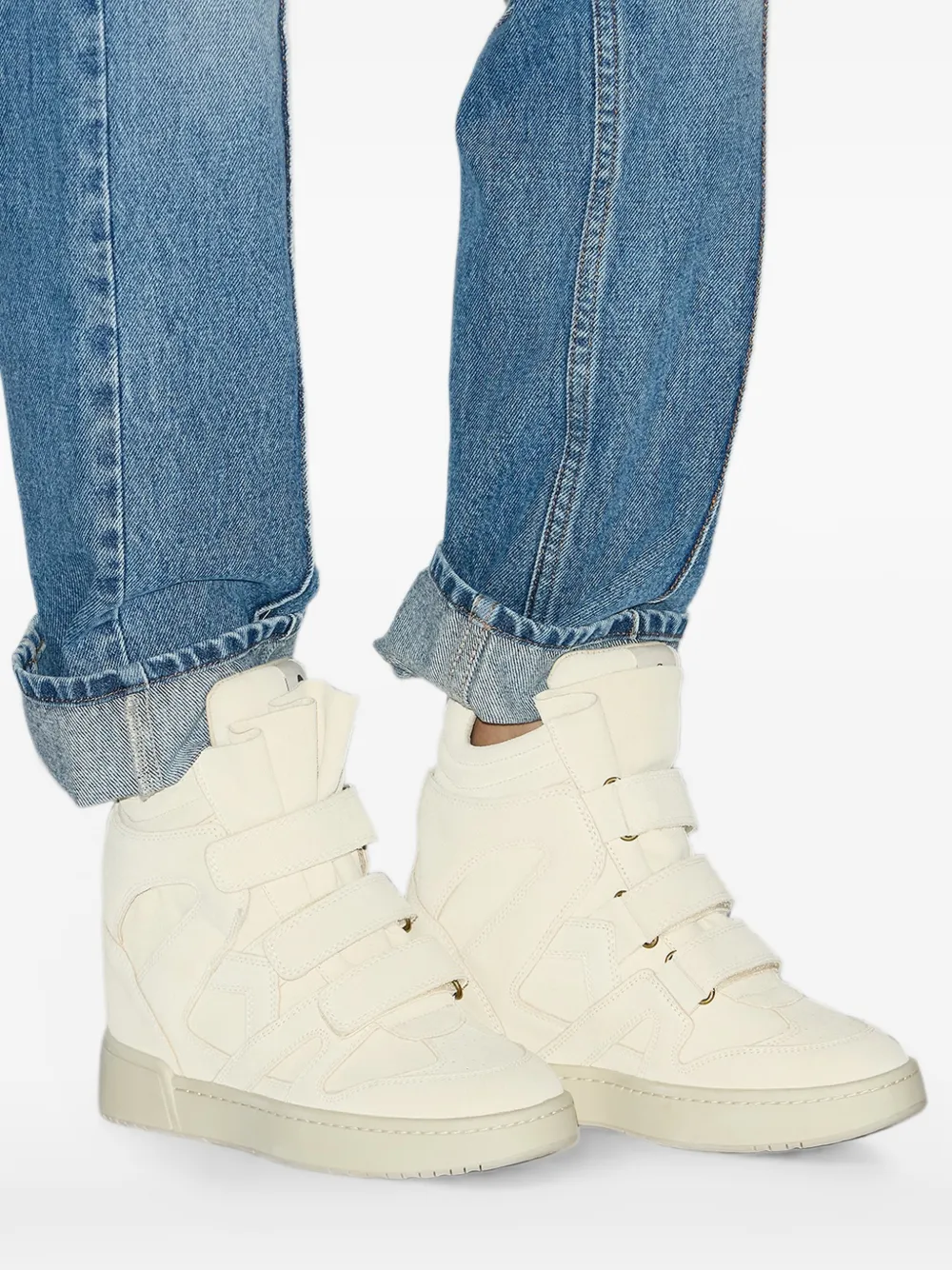 ISABEL MARANT IM3 high-top sneakers met sleehak Beige