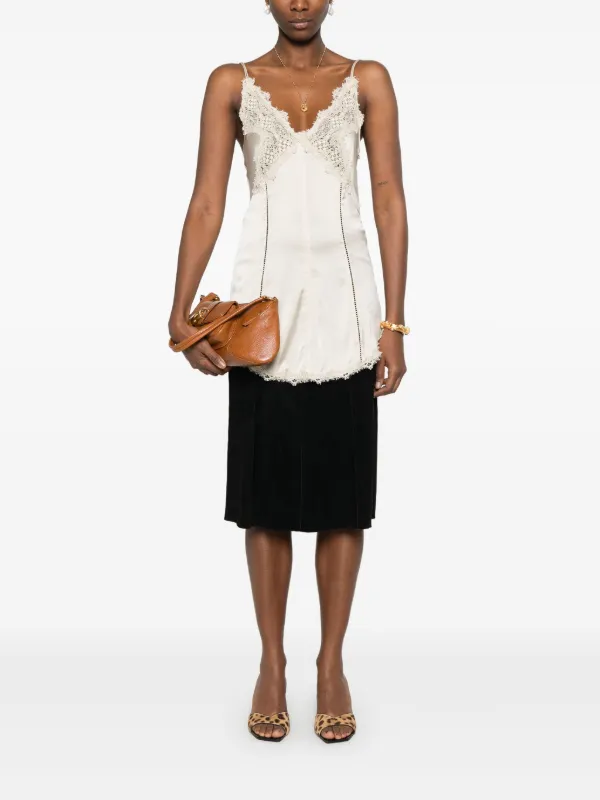 Tシャツ・カットソー ISABEL MARANT TOP DIANDRA IN RASO E PIZZO ISABEL MARANT Diandra Top | Neutrals | FARFETCH