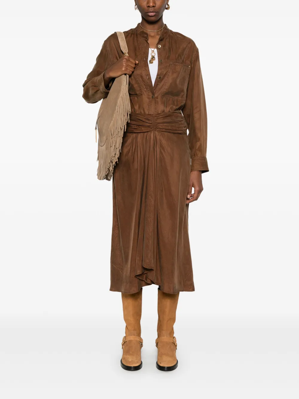 MARANT ÉTOILE Zoan midi-rok - Bruin