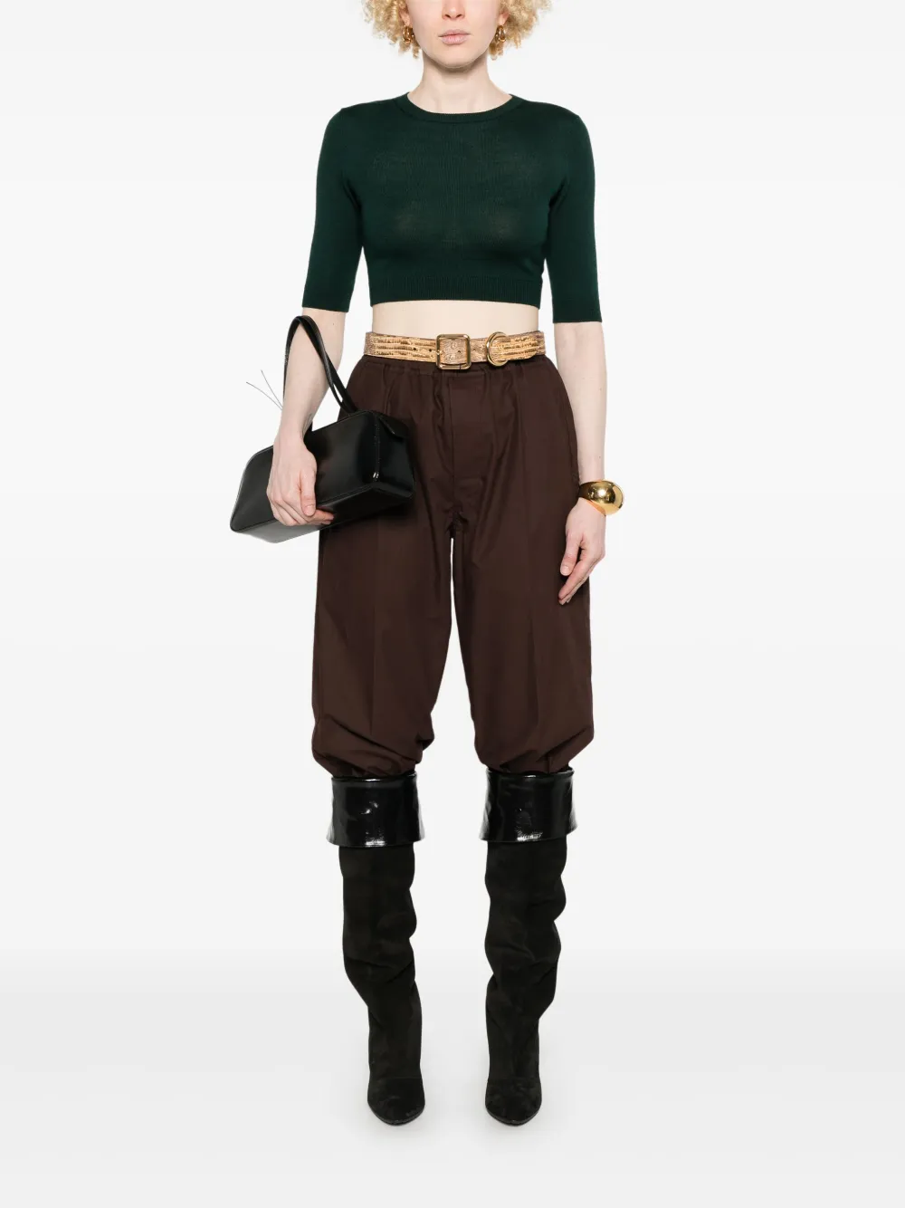 Saint Laurent Wollen cropped top - Groen