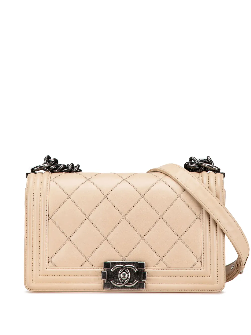 CHANEL Pre-Owned 2013-2014 New Medium Aged Calfskin Stitched Boy Flap crossbody bag | Brown | Image 1