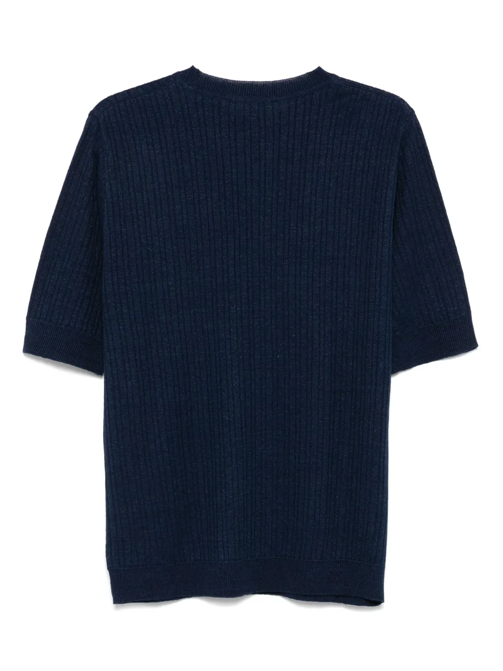 Lardini Ribgebreid T-shirt - Blauw