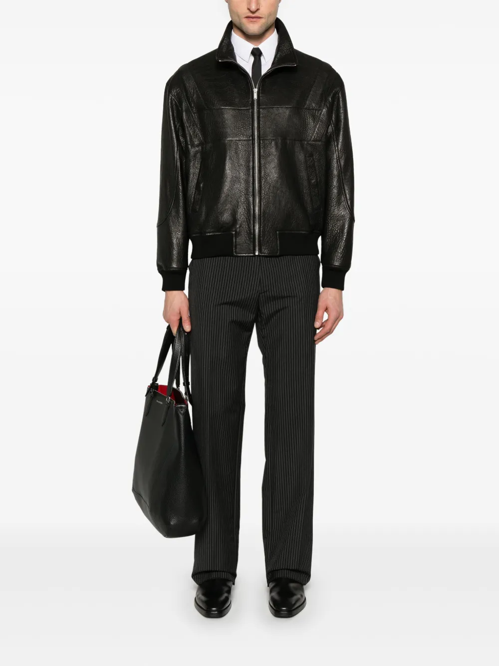 Saint Laurent Leren jack - Zwart