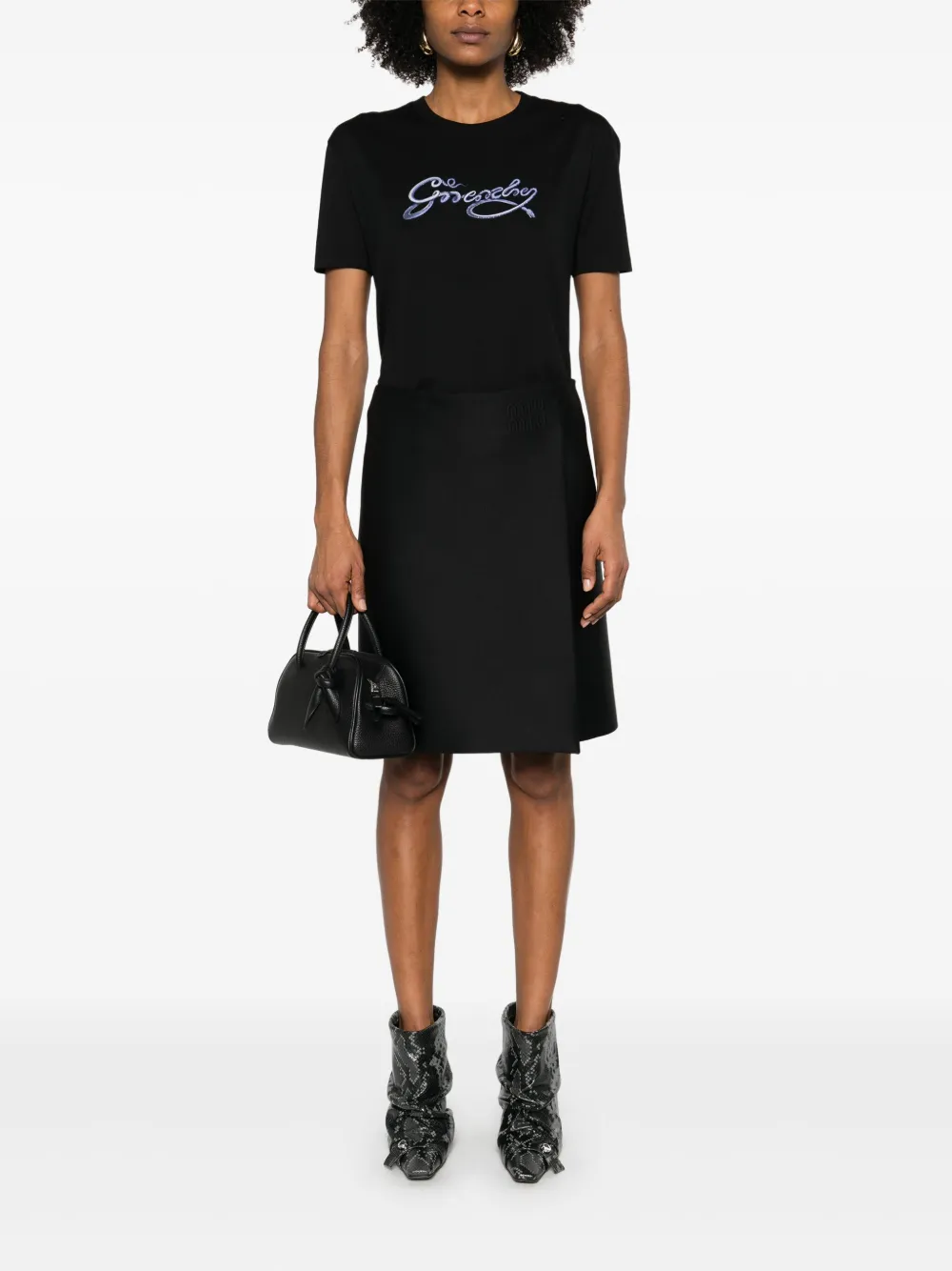 Givenchy T-shirt met slangenprint - Zwart