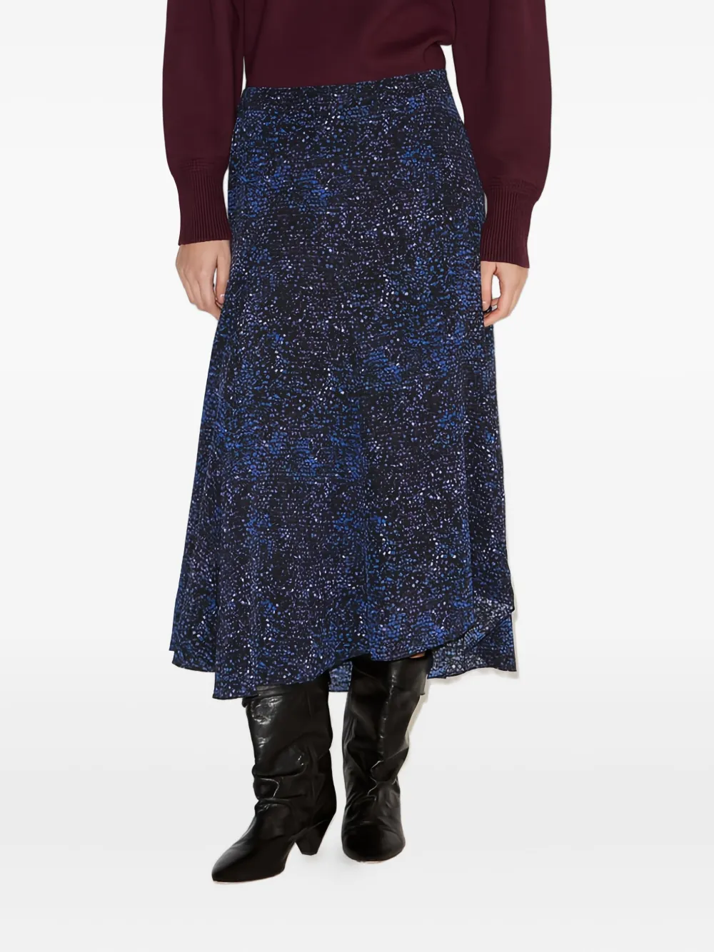 Isabel Marant Sequin-pattern Midi Skirt In Blue