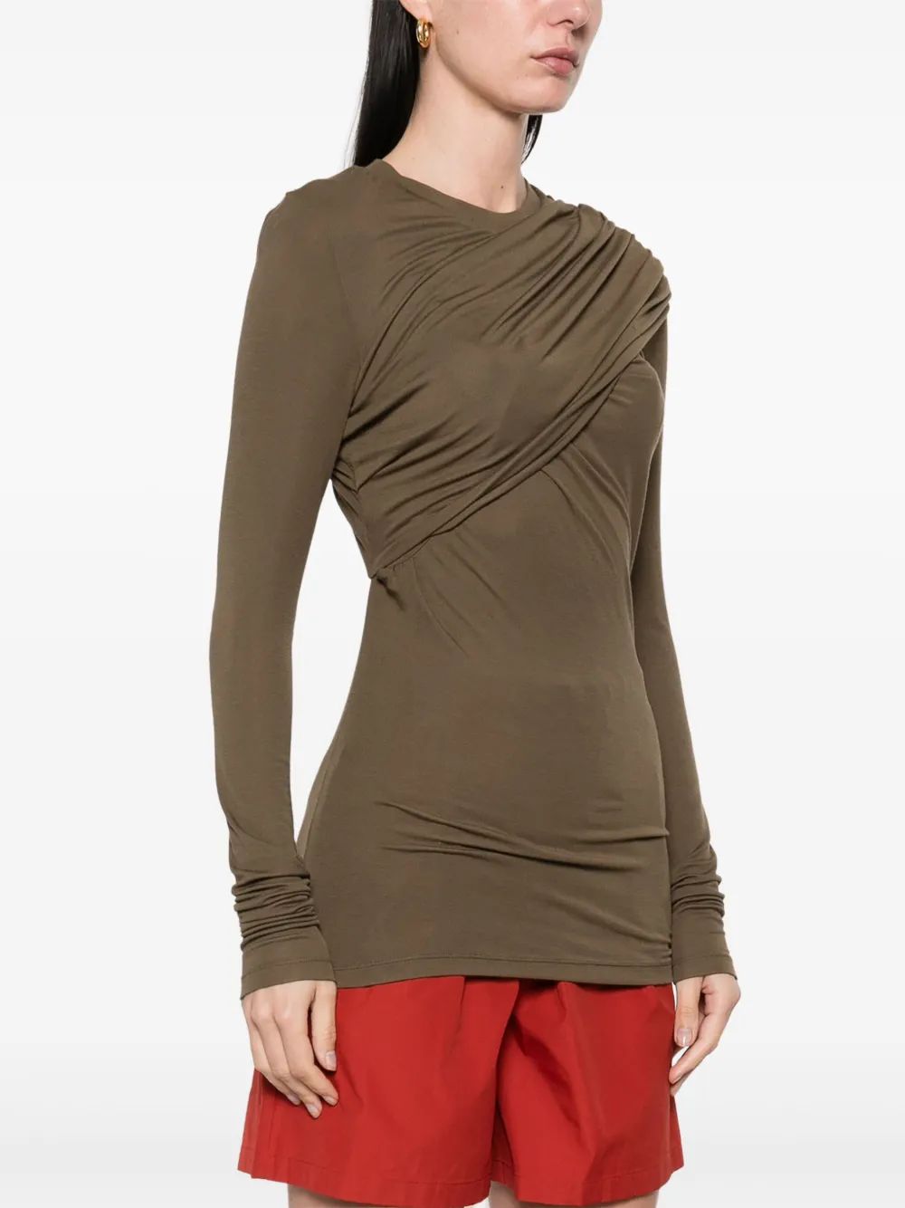 Isabel Marant Étoile Ruched Knit Top In Brown