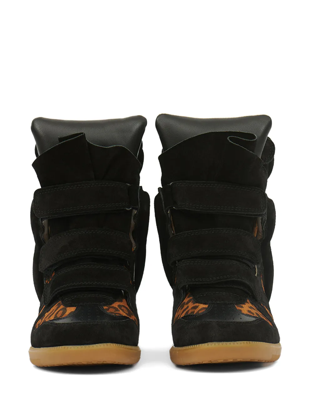 ISABEL MARANT Bekett leopard-print panelled wedge sneakers Brown