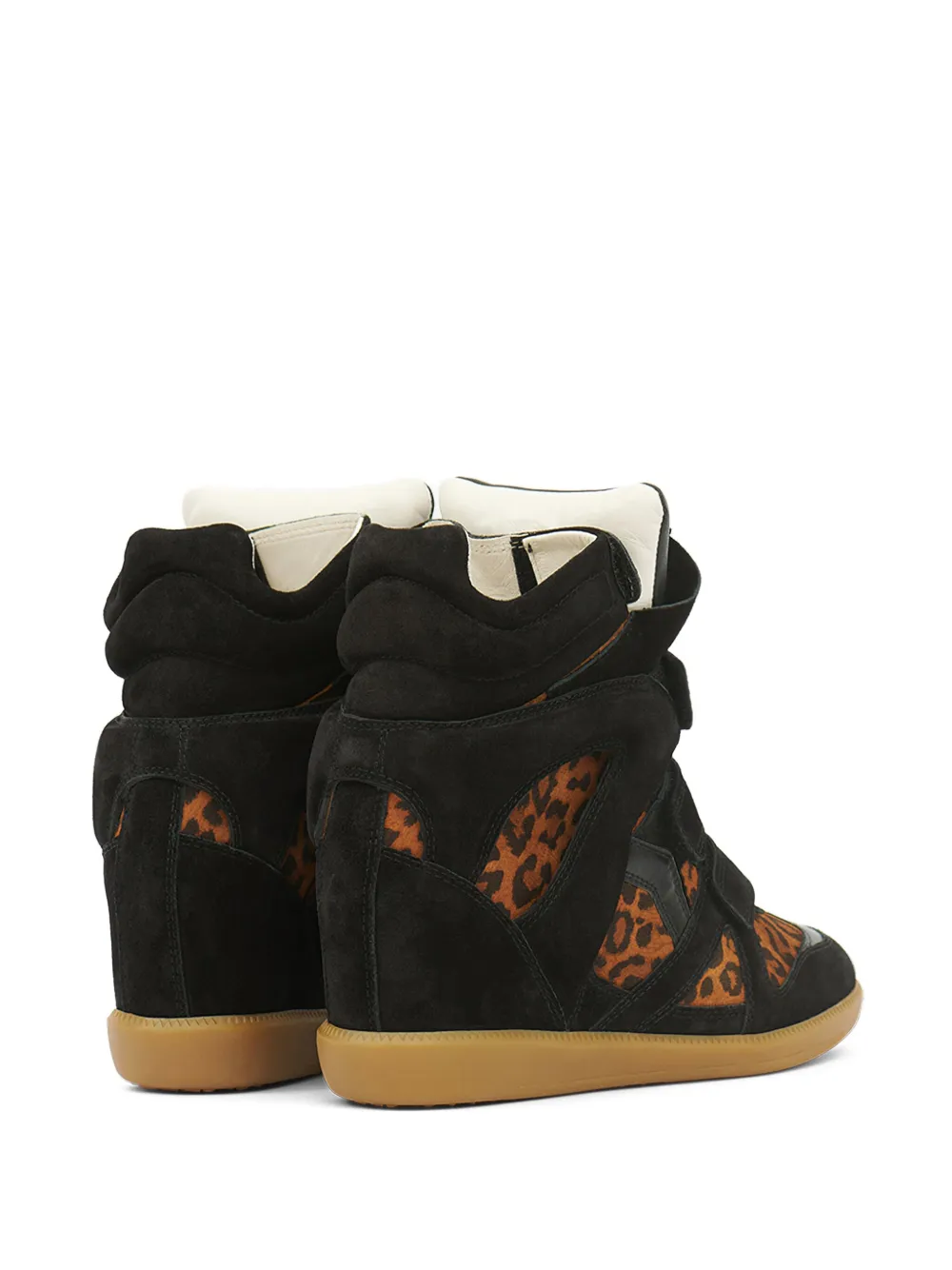 ISABEL MARANT Bekett leopard-print panelled wedge sneakers Brown