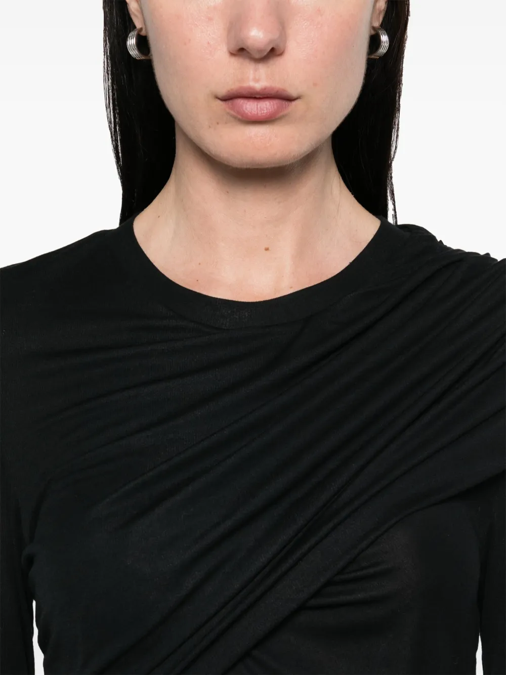 Isabel Marant Étoile Draped Jersey Mini Dress With Long Sleeves In Black