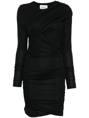 long sleeve black cut out mini dress Black Midnight Bloom Ruched Mini Dress with Gloves & Rosette Choker main image 1