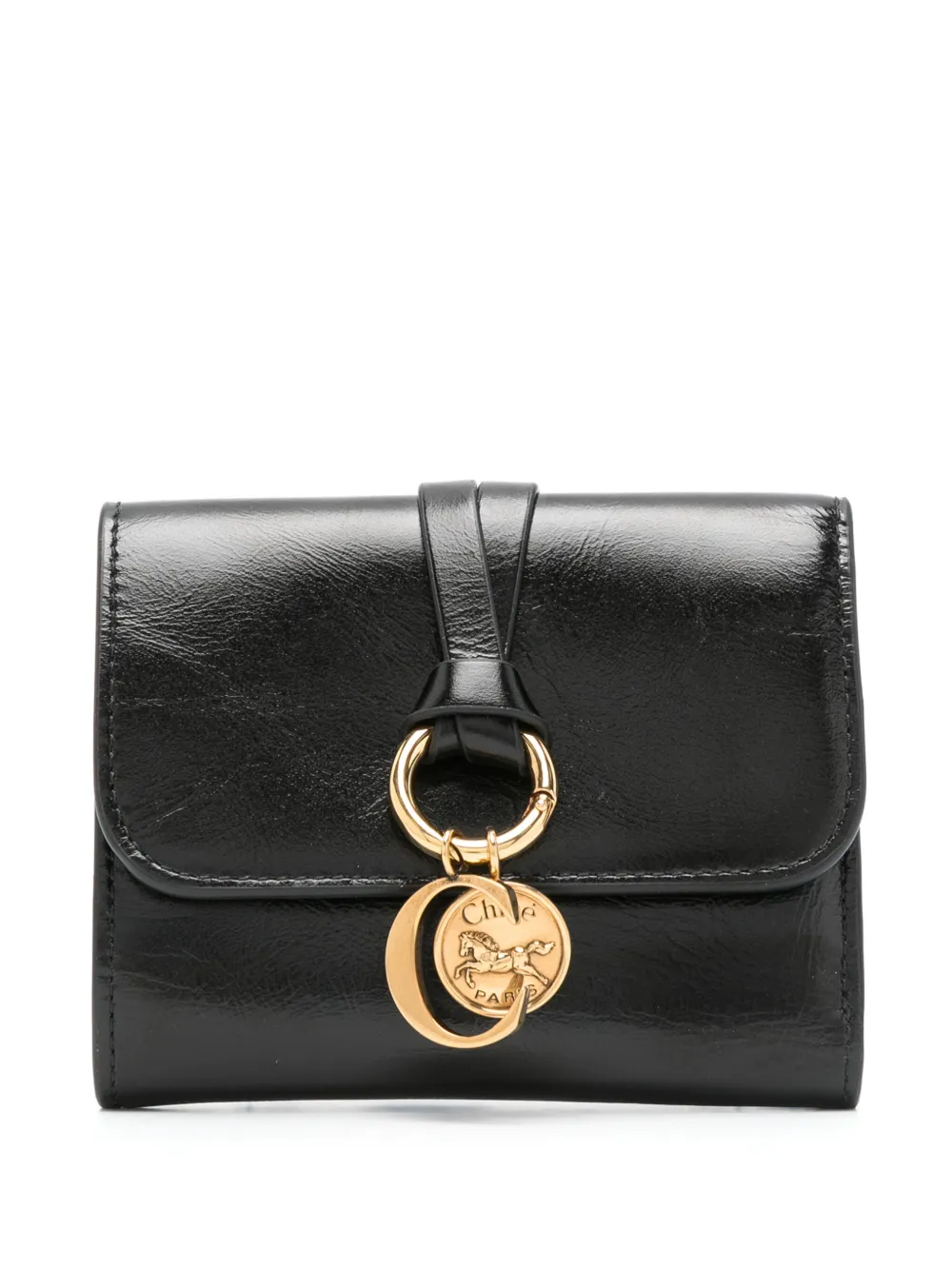 Chloé Small Tri-fold Alphabet Wallet In Black