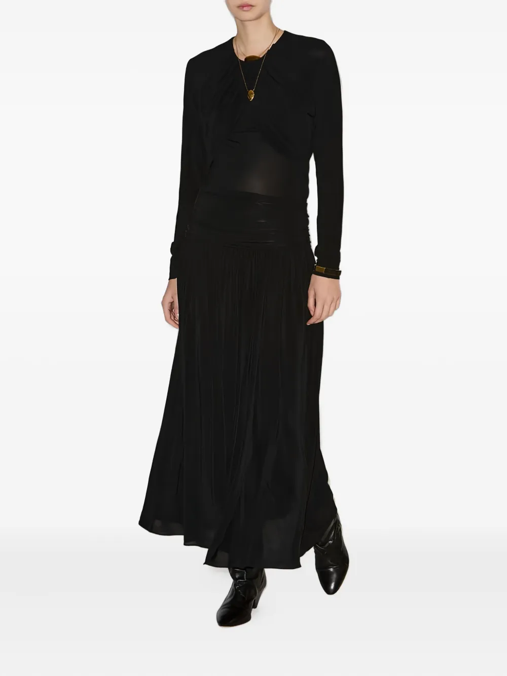 Isabel Marant Pleated Midi Skirt In Black