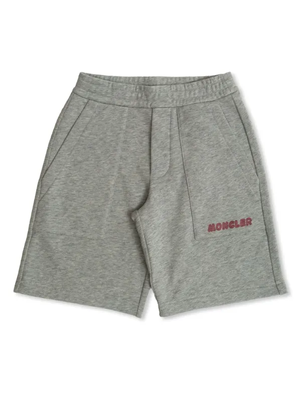 Moncler Enfant logo-print Cotton Track Shorts | Grey | FARFETCH