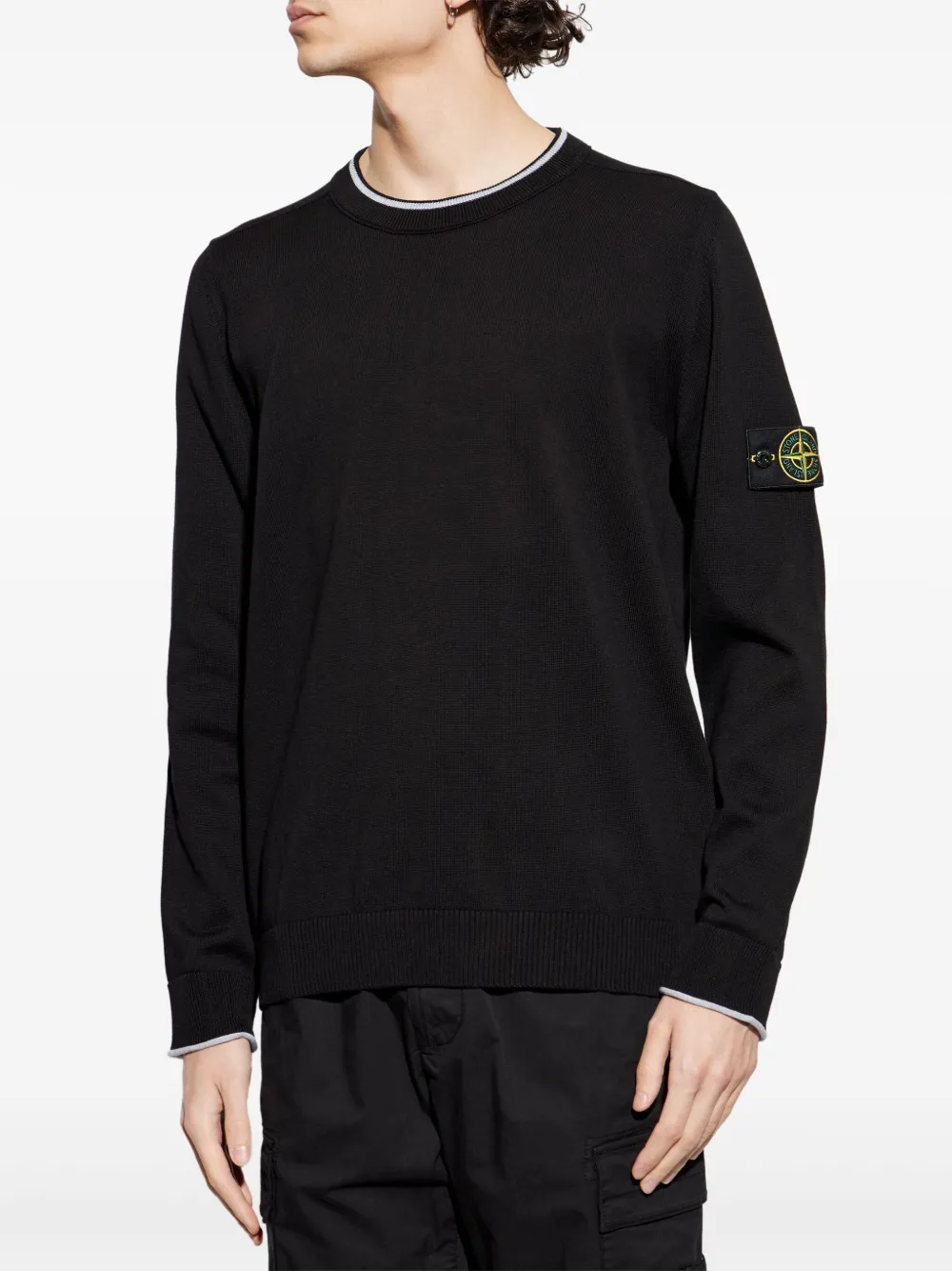 Stone Island Trui met Compass-logopatch Zwart