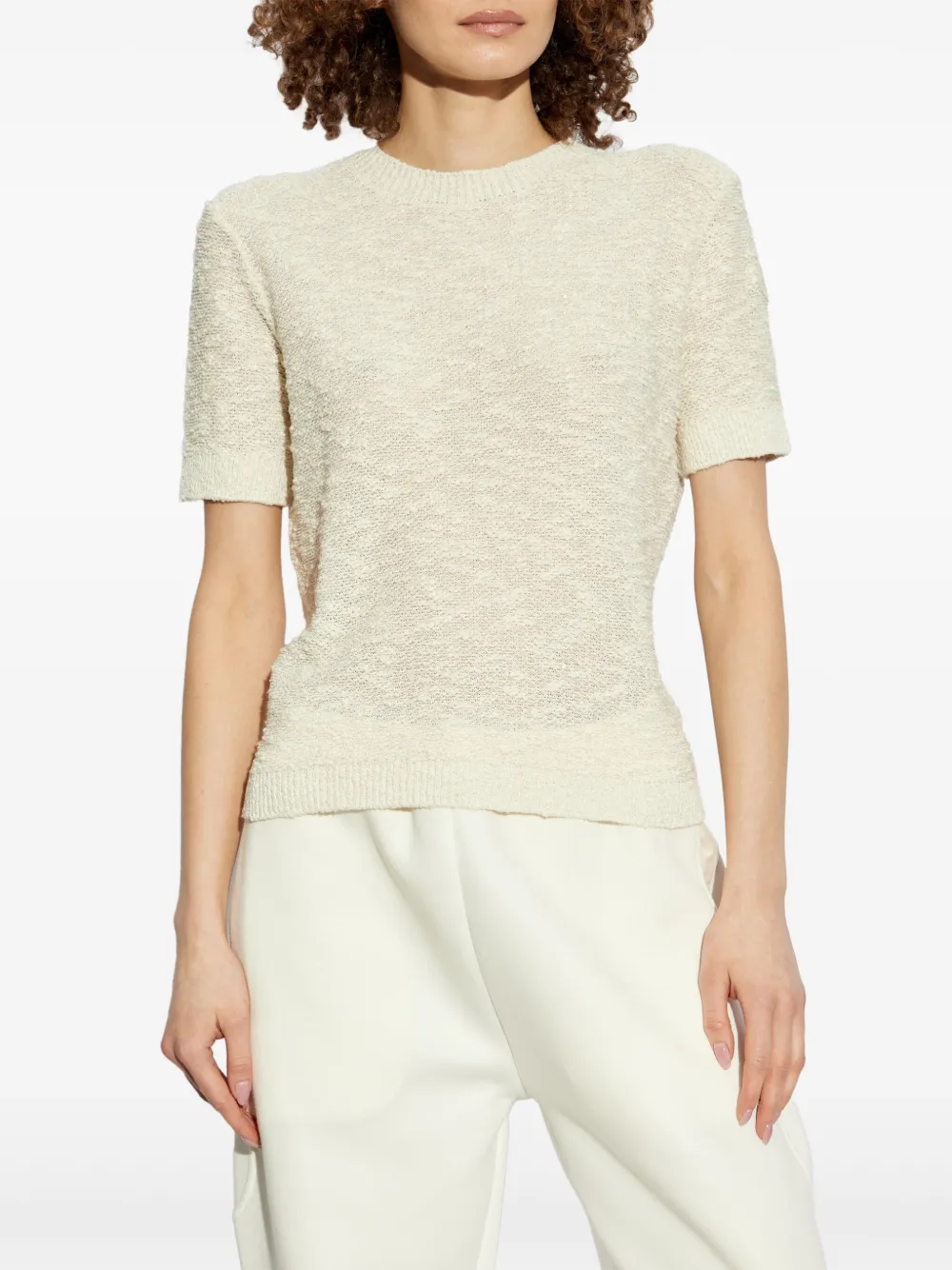 Moncler Bouclé opengebreid T-shirt Beige