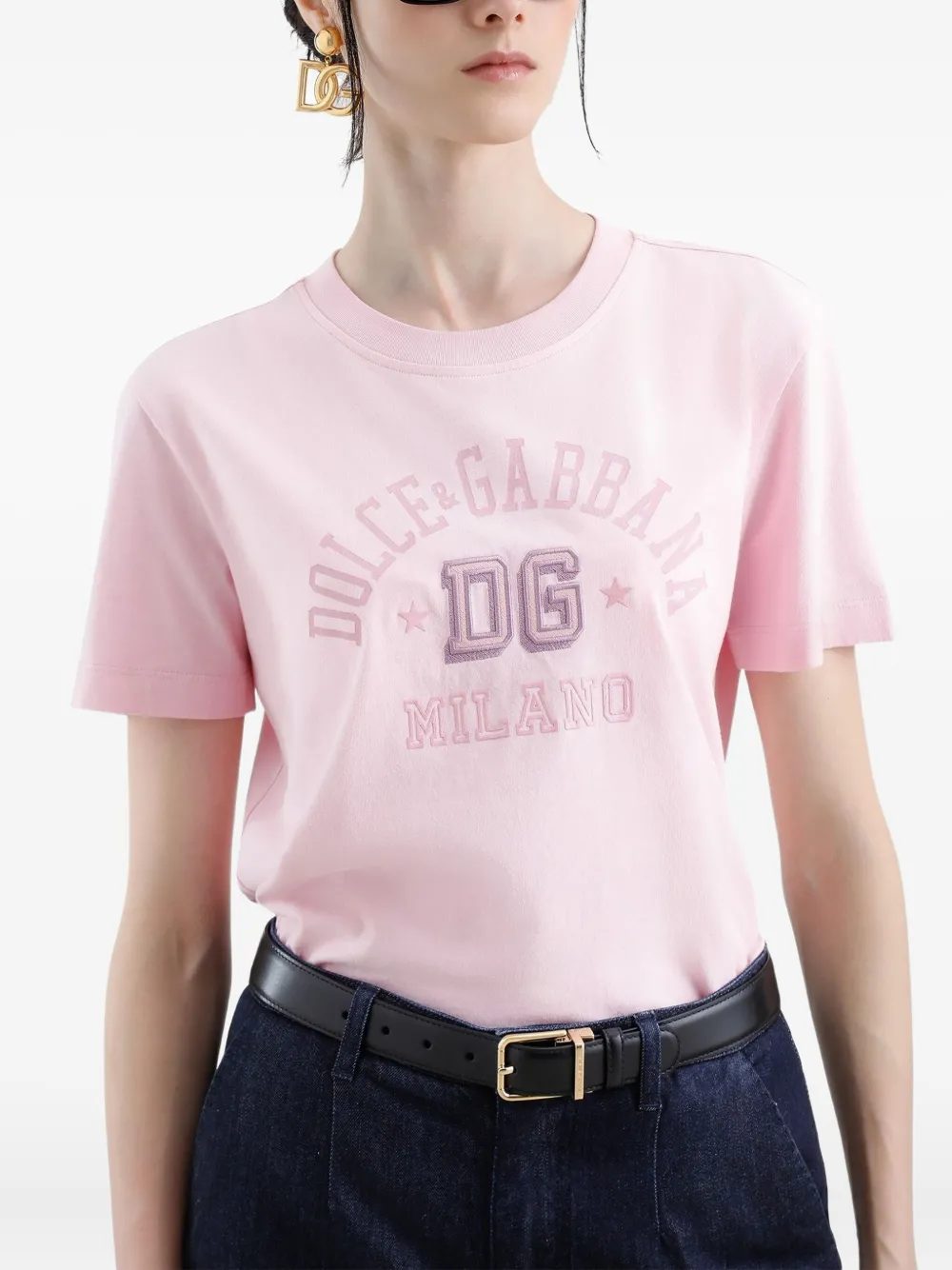Dolce & Gabbana Camiseta Com Estampa De Logo | Rosa | FARFETCH BR