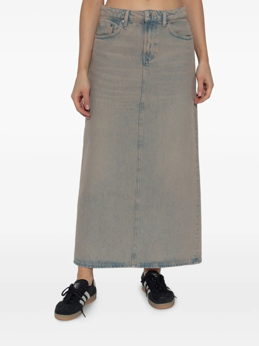 SAMSOE SAMSOE denim midi skirt - Blauw