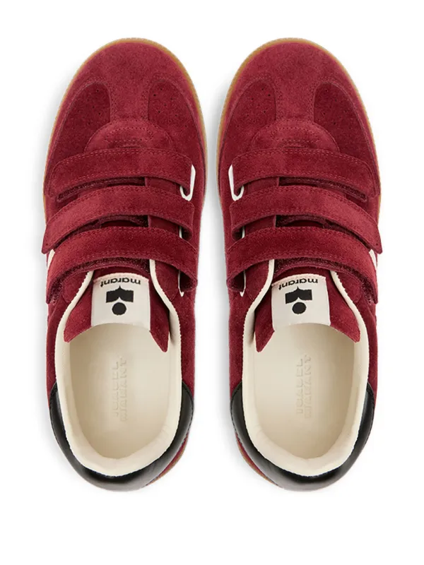 ISABEL MARANT Beth touch-strap Suede Sneakers | Red | FARFETCH
