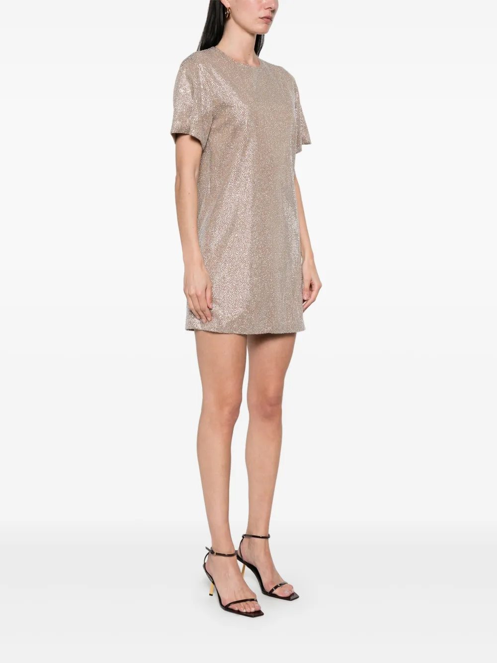 Giuseppe Di Morabito Mini-jurk verfraaid met kristallen Beige