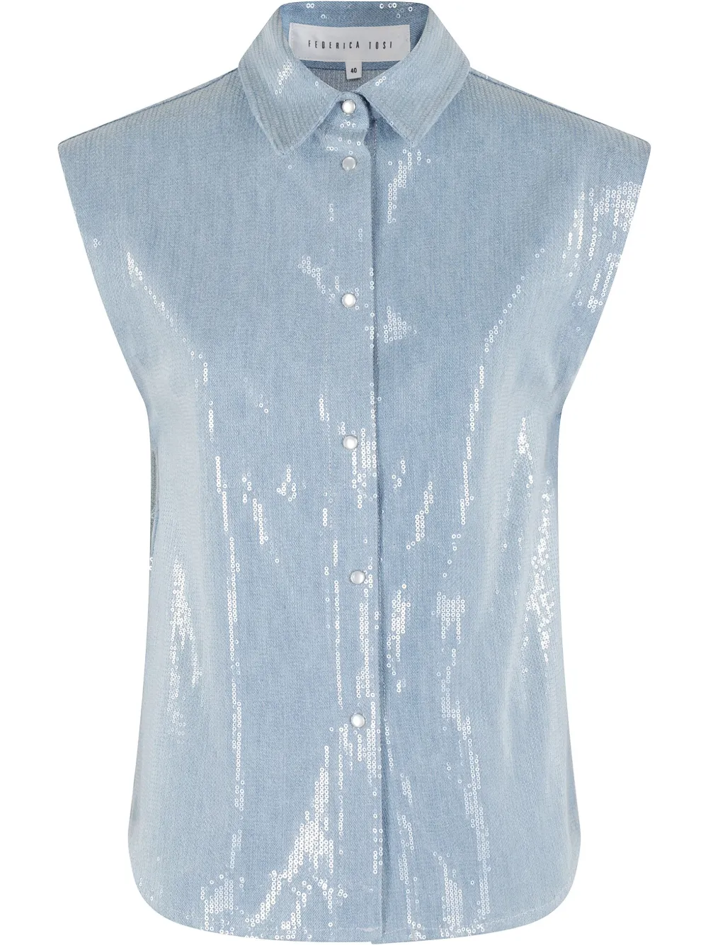 Federica Tosi Denim blouse met pailletten Blauw