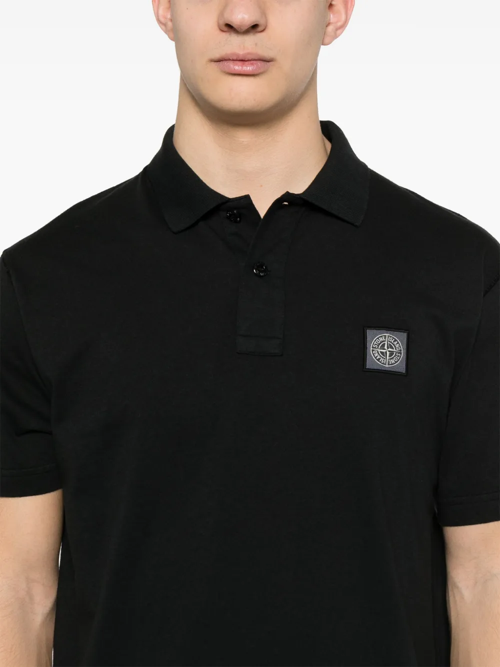 Stone Island Poloshirt met Compass-logopatch Zwart