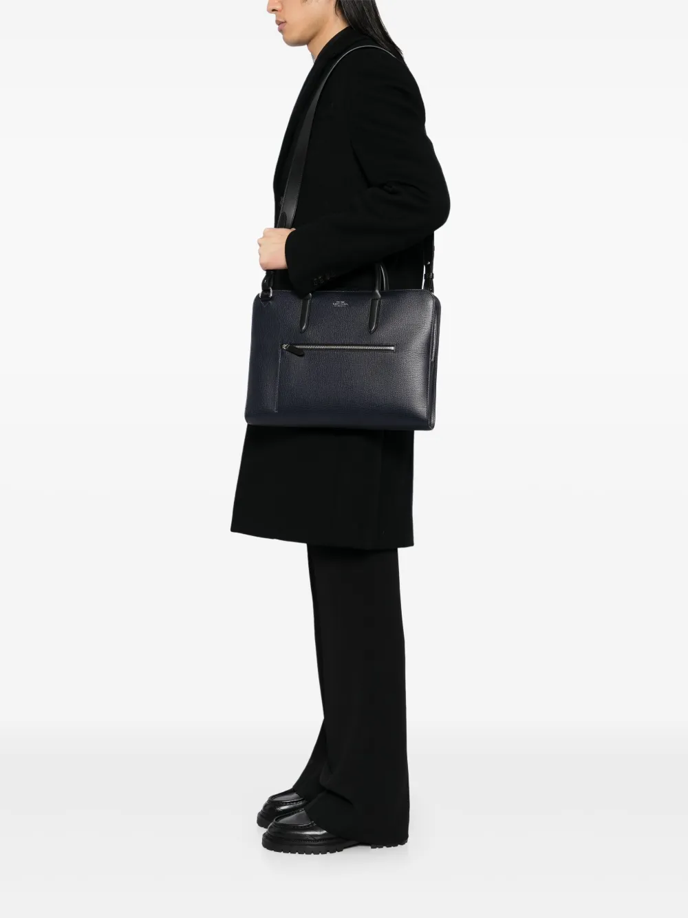 Smythson Ultra Slim aktetas - Blauw