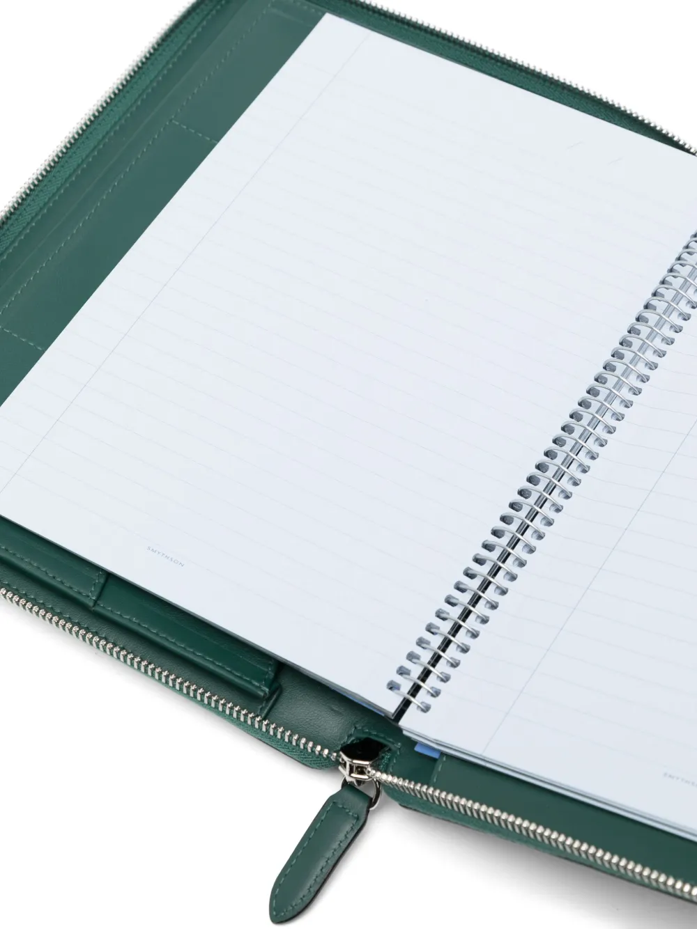 Smythson A4 Writing Folder With Zip In Panama In Green