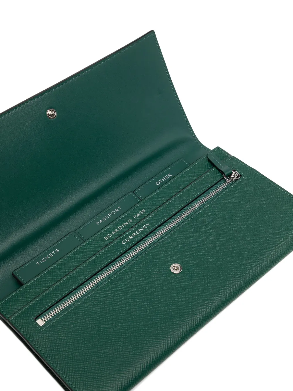 Smythson Marshall Panama Textured-leather Wallet In Green