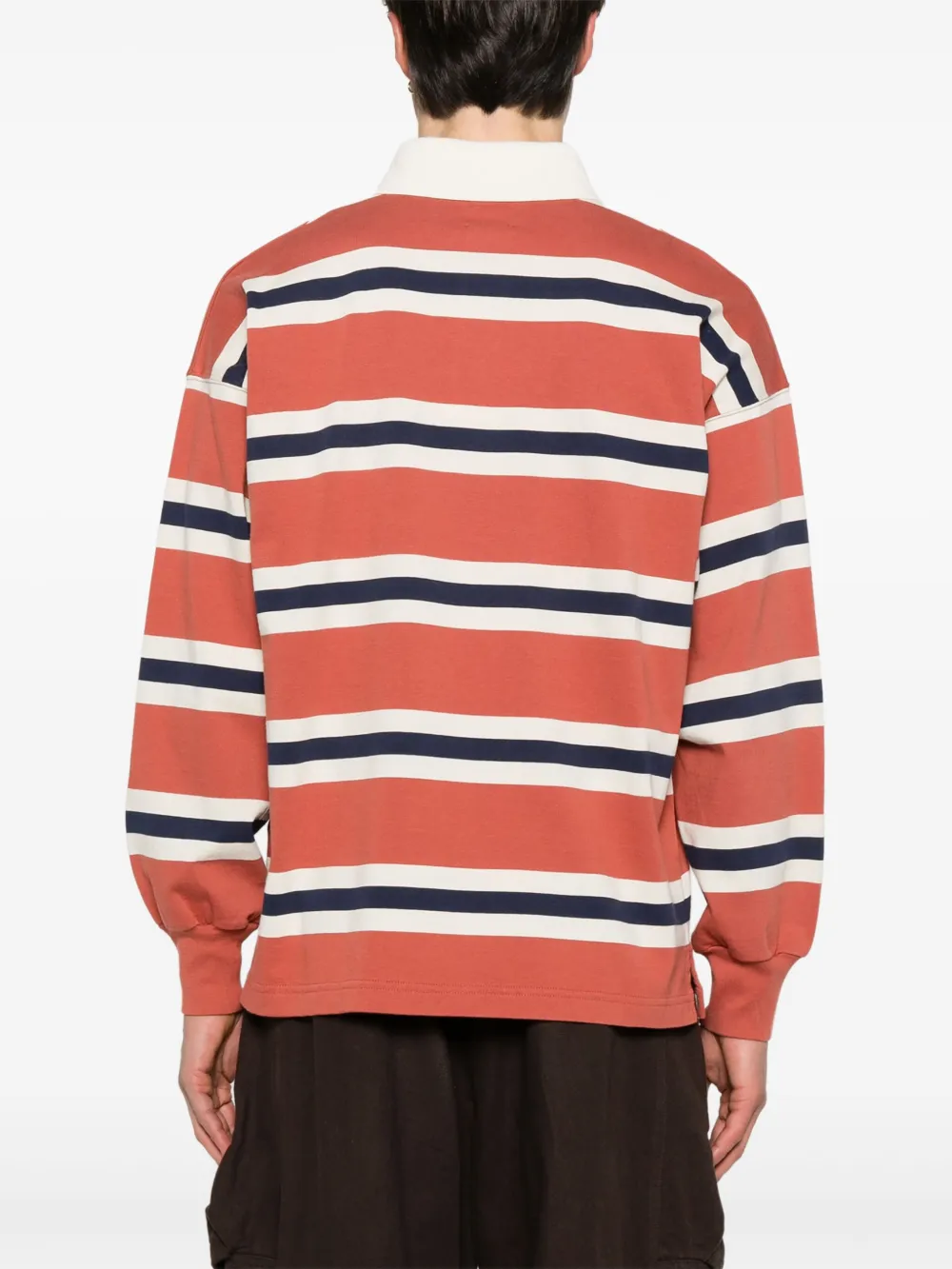 Shop Autry Striped Polo Shirt In Orange