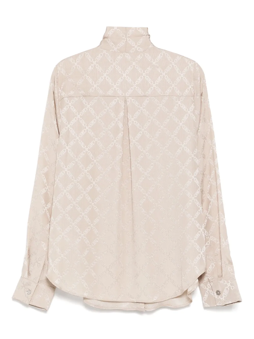 Michael Kors Blouse met Empire Diamond-jacquard en gestrikte hals - Beige