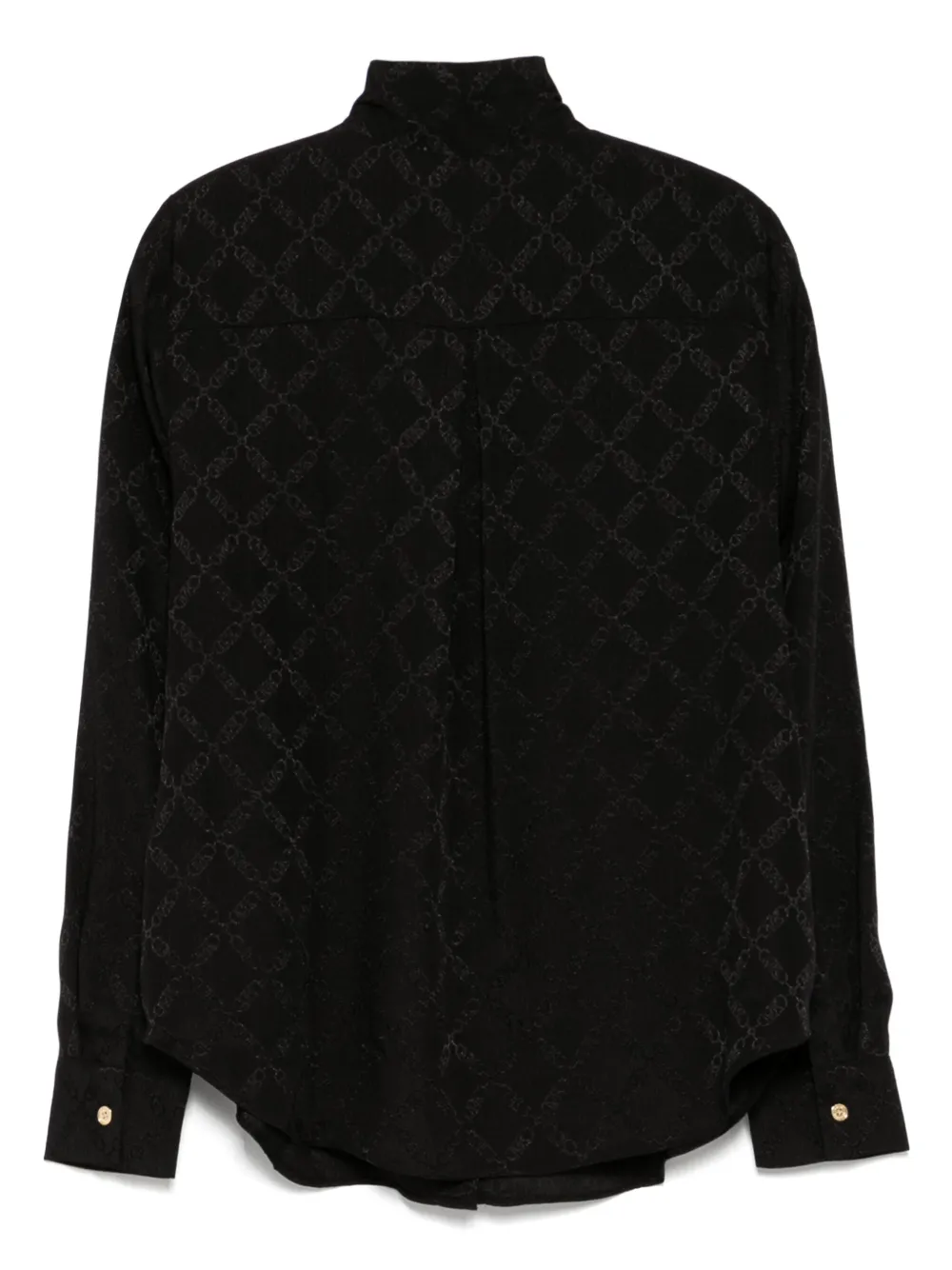 Michael Kors Blouse met Empire Diamond-jacquard en gestrikte hals - Zwart