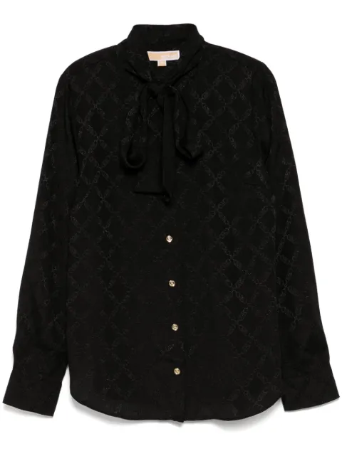 Michael Kors Empire Diamond-jacquard tie-neck blouse