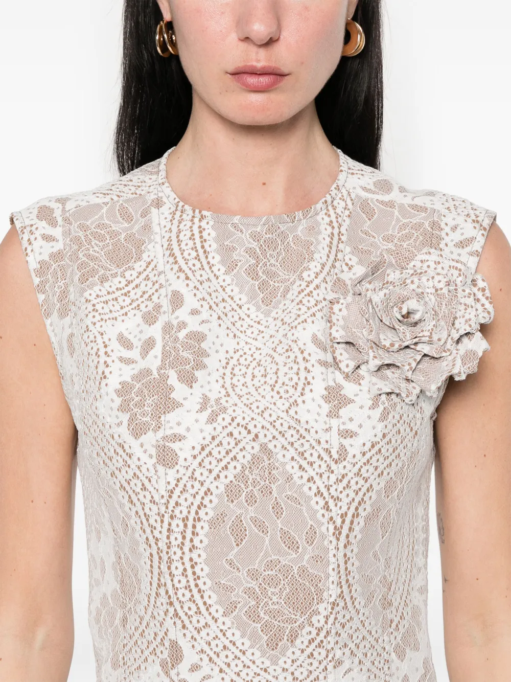 Giuseppe Di Morabito Mini-jurk met overslag van kant Beige