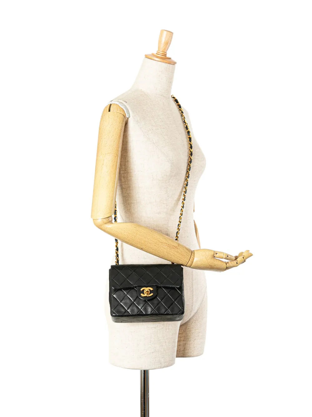 CHANEL Pre-Owned 1989-1991 Mini Square Classic Lambskin Single Flap crossbody bag - Zwart