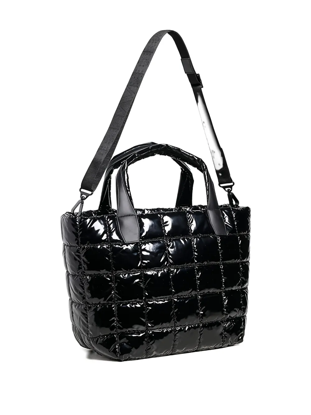 Veecollective Artificial-leather Quilted Tote Bag In Black