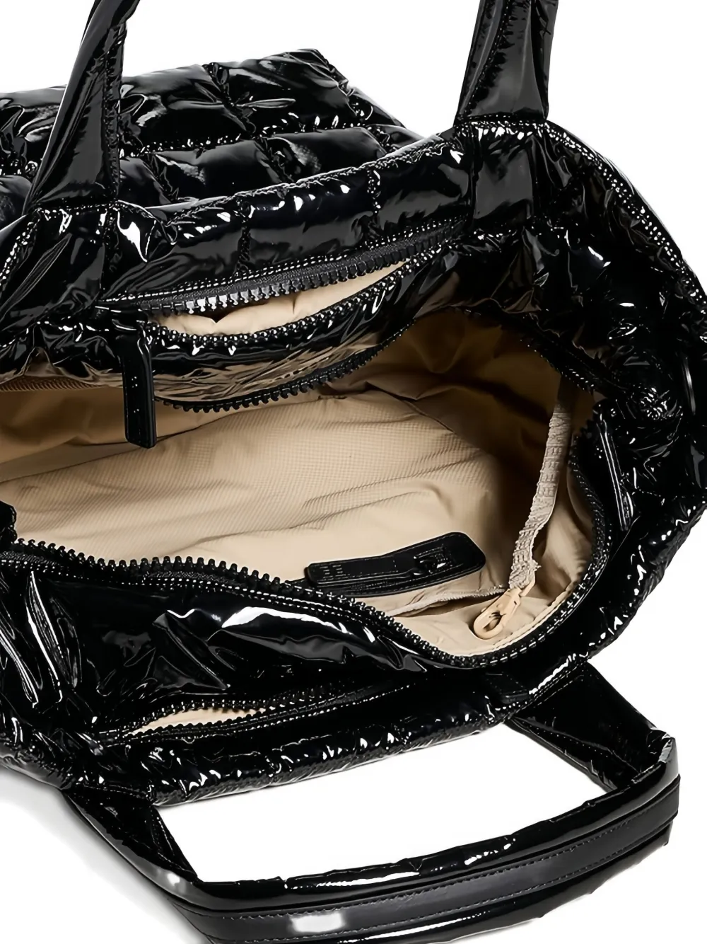 Veecollective Artificial-leather Quilted Tote Bag In Black